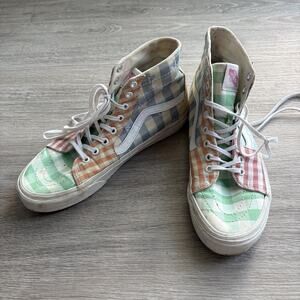 Vans Sk8-Hi Women's 10 Cherry Gingham Patchwork High Top Sneakers